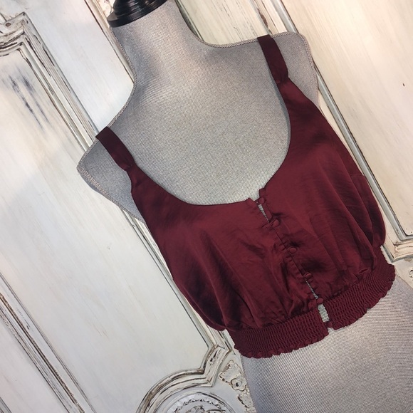 Intimately Free People NWT Deep Pomegranate Straps and Smocked Cami Size Medium - Picture 2 of 10